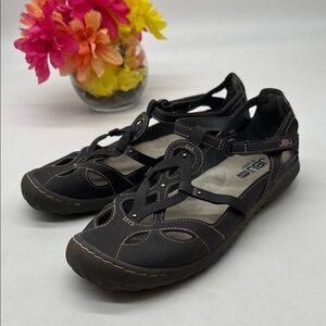 JBU Women's Black and Gray Sandals Size 9 MCS8635K